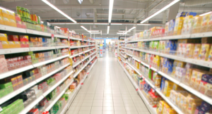 A grocery aisle with products to audit